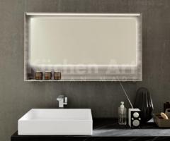 Salle de Bains italienne avec vasques arrondi ou rectangle, surfaces bois et effet marbré - 4