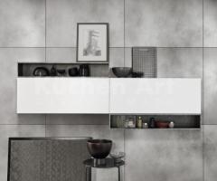 Salle de Bain Design Italien avec Meuble Laqué Metal, Vasque Céramique et Plan en Verre Brillant - 5