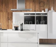 Cuisine chic Blanc Cristal & BALI Noyer avec Îlot Central, Armoires Mi-Hautes - 3